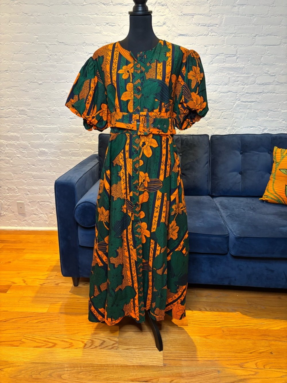 Heritage Clothing “Fatima” African Floral Midi/Maxi Dress with Belt - Picture 2 of 8